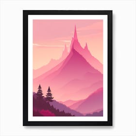 Misty Mountains Vertical Background In Pink Tone 45 Art Print