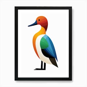 Colourful Geometric Bird Canvasback 2 Art Print