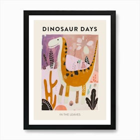 Dinosaur In The Leaves Poster 2 Art Print