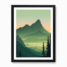 Misty Mountains Vertical Composition In Green Tone 147 Art Print