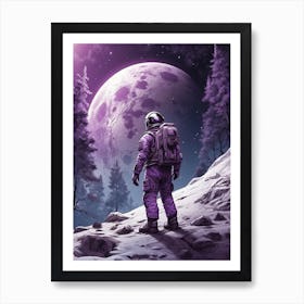 Astronaut Icy Forest Fantasy Art Print