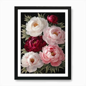 Peonies William Morris Style 15 Art Print