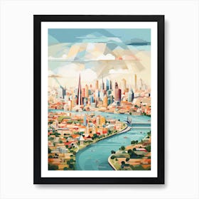 Melbourne, Australia, Geometric Illustration 1 Art Print