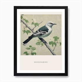 Ohara Koson Inspired Bird Painting Mockingbird 2 Poster Art Print