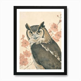 Philipine Eagle Owl Japanese Painting 1 Art Print