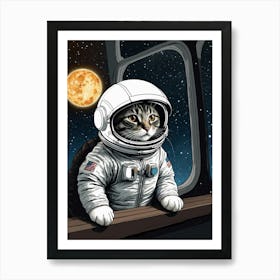 Astronaut Cat Art Print