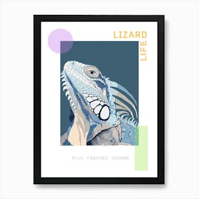 Fiji Crested Iguana Abstract Modern Illustration 6 Poster Art Print