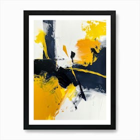 Yellow And Black Abstract Painting Art Print