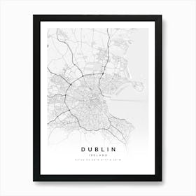 Dublin Ireland White Map Art Print