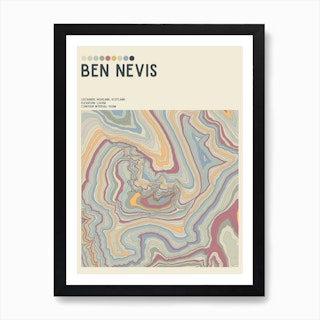 Ben Nevis Scotland Topographic Contour Map Art Print