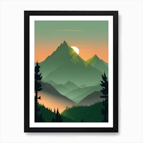 Misty Mountains Vertical Composition In Green Tone 20 Art Print