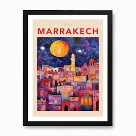 Marrakech Morocco 7 Fauvist Travel Poster Art Print