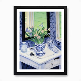 Bathroom Vanity Painting With A Bluebell Bouquet 1 Art Print