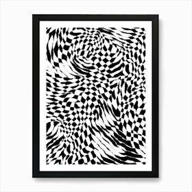 Op Art Checkerboard - Monochrome Art Print