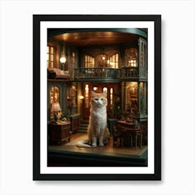 Cat In A Dollhouse Art Print