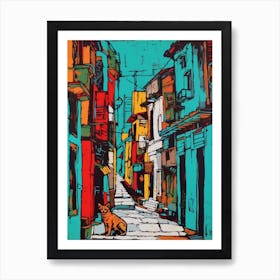 Painting Of A Havana With A Cat In The Style Of Of Pop Art 4 Art Print