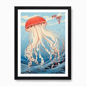 Sea Nettle Jellyfish Japanese Illustration 4 Art Print