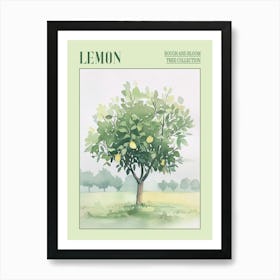 Lemon Tree Atmospheric Watercolour Painting 4 Poster Art Print