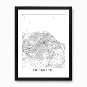 Edinburgh White Map Art Print