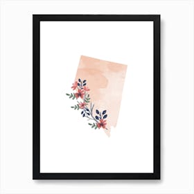 Nevada Watercolor Floral State Art Print