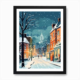 Winter Travel Night Illustration Nottingham United Kingdom 1 Art Print