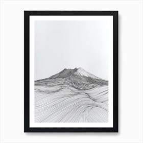 Mount Etna Italy Line Drawing 3 Art Print