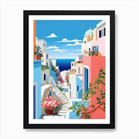 Santorini Town Art Print