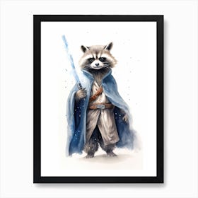 Puppy Racoon As A Jedi Watercolour 2 Art Print