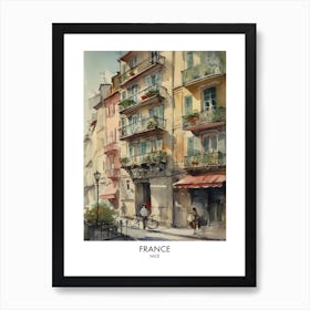 Nice, France 6 Watercolor Travel Poster Art Print