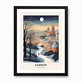 Winter Night  Travel Poster Cardiff United Kingdom 2 Art Print