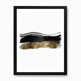 Gold And Black Brush Strokes 47 Art Print