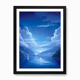 Moonlight Over Lake 3 Art Print