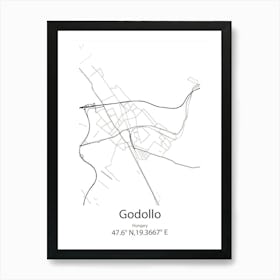 Godollo,Hungary Minimalist Map Art Print