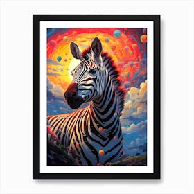 Zebra With Balloons Art Print