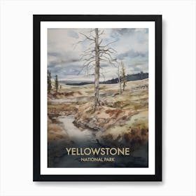 Yellowstone National Park Watercolor Vintage Travel Poster 3 Art Print