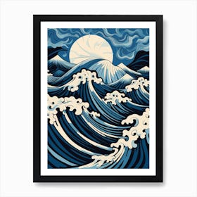 Waves Abstract Geometric Illustration 8 Art Print