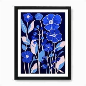 Blue Flower Illustration Flax Flower 4 Art Print