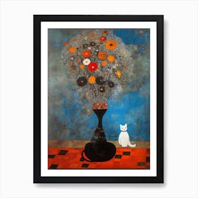 Queen With A Cat 2 Surreal Joan Miro Style  Art Print