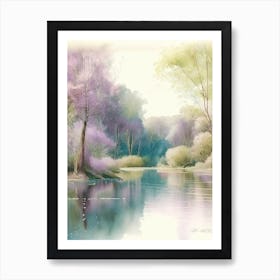 Bois Des Moutiers, France Pastel Watercolour Art Print