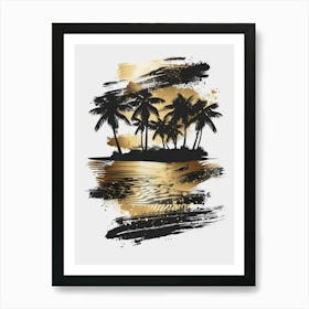 Golden Palm Trees Art Print