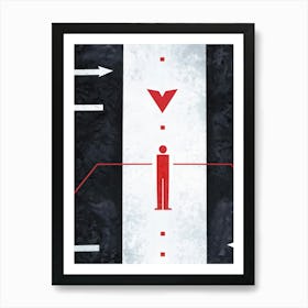 Abstract Representation Of A Person At A Crossroad Of Life Directional Arrows And Hints Of Red Symb (4) Art Print