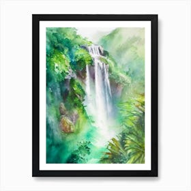 Diamond Falls, Saint Lucia Water Colour  (2) Art Print