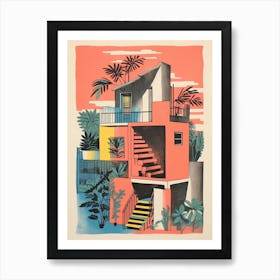 A House In Rio De Janeiro, Abstract Risograph Style 2 Art Print