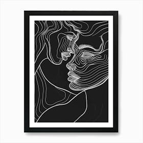 Minimalist Portrait Line Black And White Woman 1 Art Print