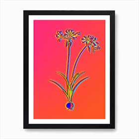 Neon Nerine Botanical in Hot Pink and Electric Blue n.0083 Art Print