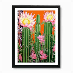 Mexican Style Cactus Illustration Chamaecereus Silvestrii Cactus 2 Art Print