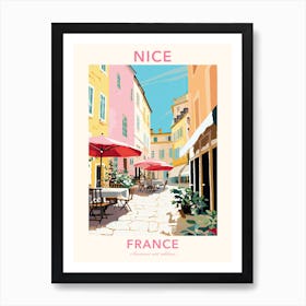 Nice, France, Flat Pastels Tones Illustration 3 Poster Art Print