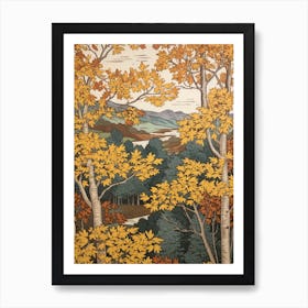 River Birch 4 Vintage Autumn Tree Print  Art Print