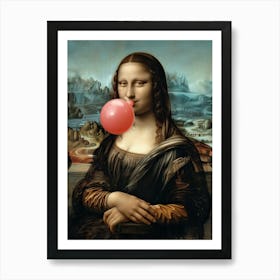 Mona Lisa with Bubble Gum Art Print