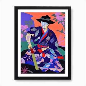 Samurai In Fauvist Matisse Japanese Style  3 Art Print